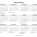 2022 Calendar Template Excel