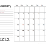 2022 Cute Printable Monthly Calendar