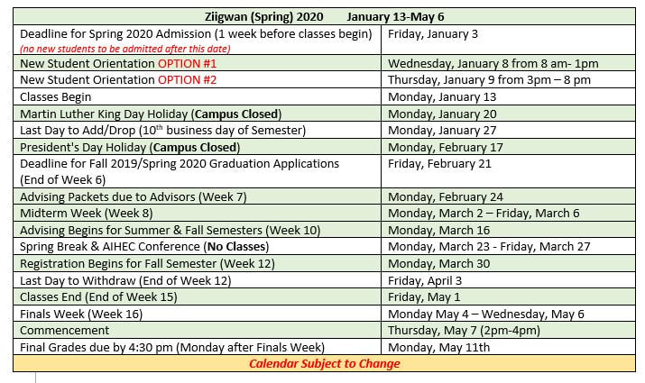 Academic Calendar