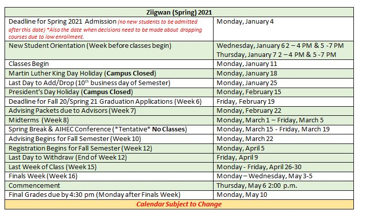 Academic Calendar