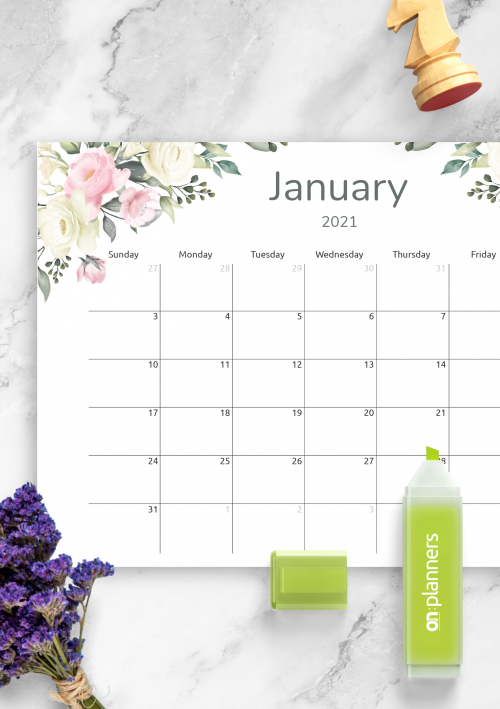 Floral 2022 Calendar January