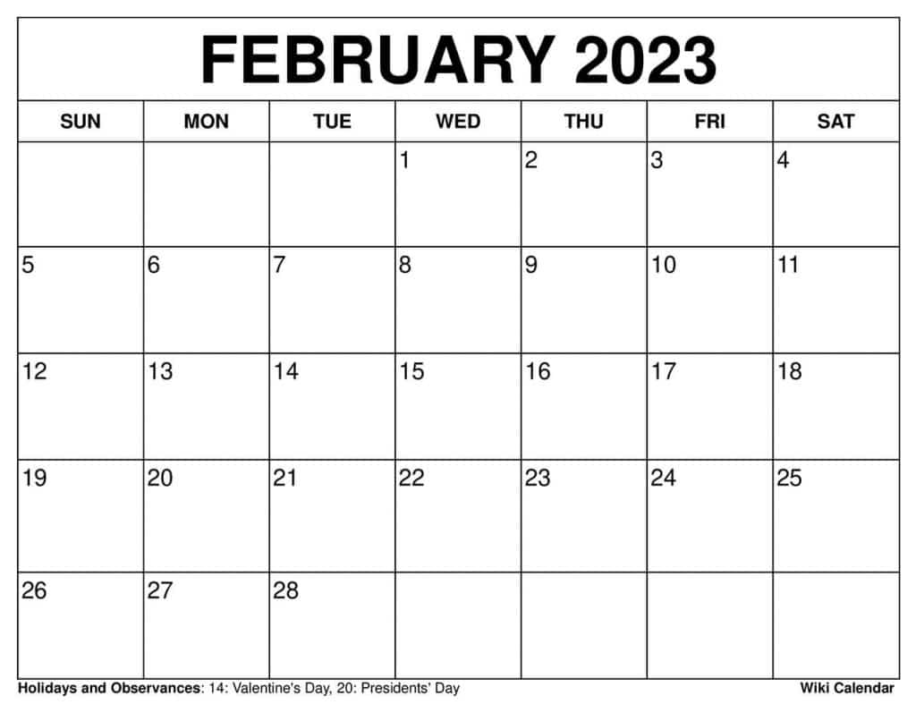 Free Printable February 2022 Calendars Wiki Calendar