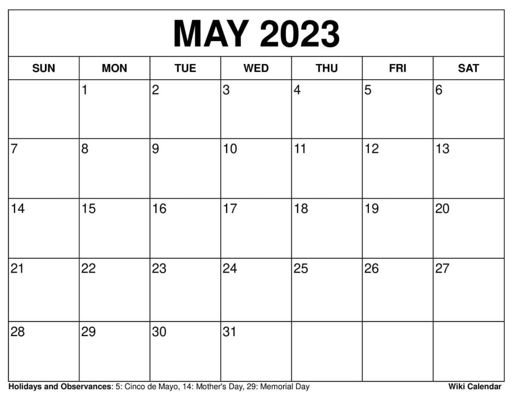 Free Printable May 2022 Calendars Wiki Calendar