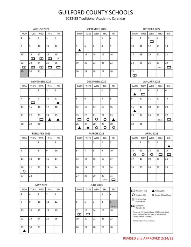 Guilford County School Calendar 2022 2023 In PDF