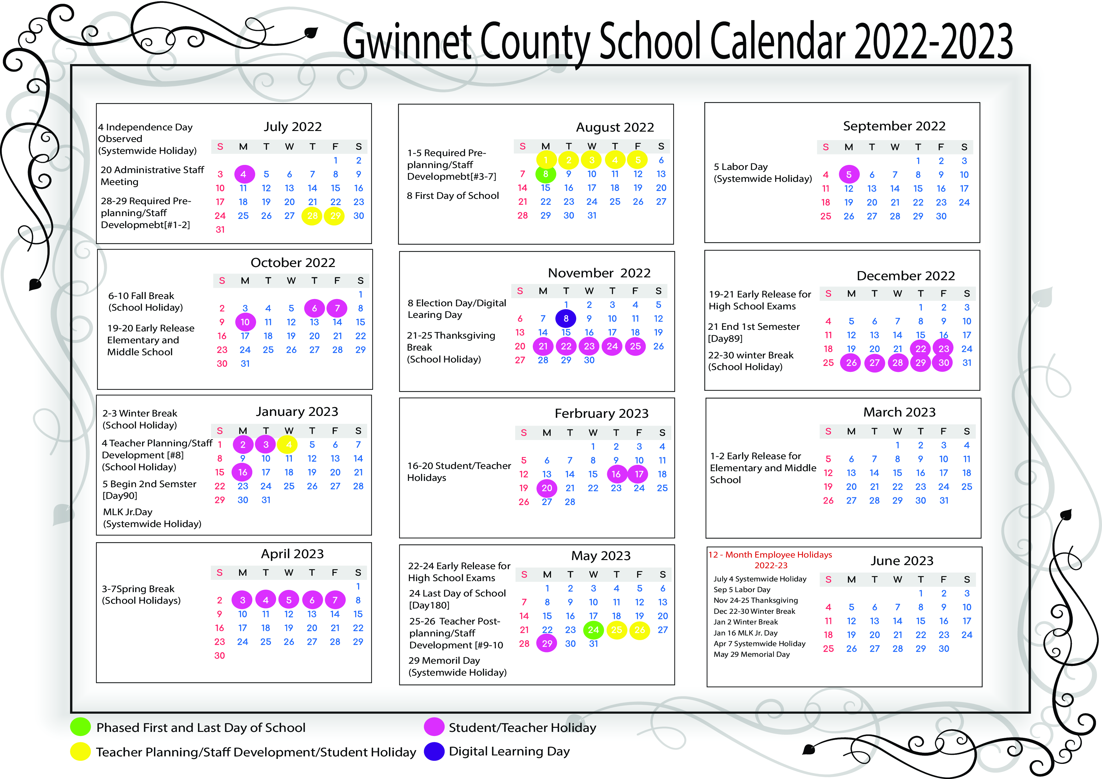 Gwinnett County School Calendar With Holidays 2022 2023 GCPS