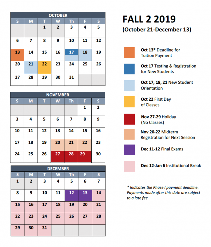 Intensive English Program Academic Calendar Language Institute