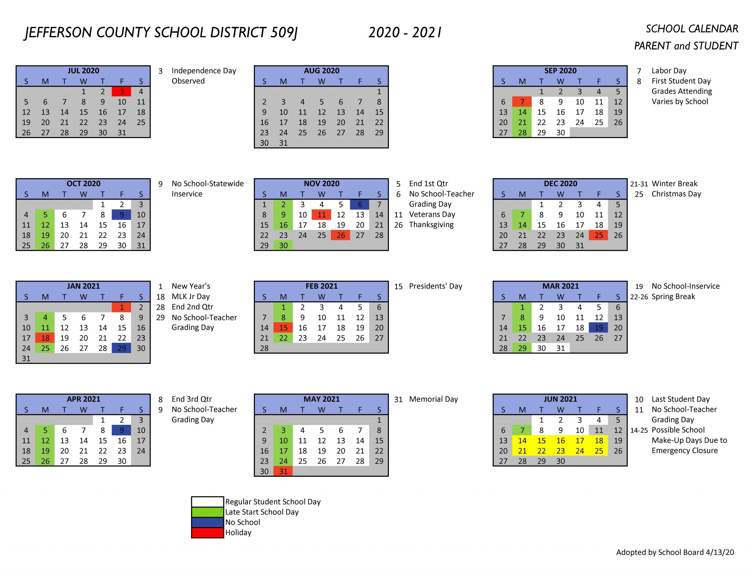 Jefferson County Colorado School Calendar Printable Calendar 2022 2023