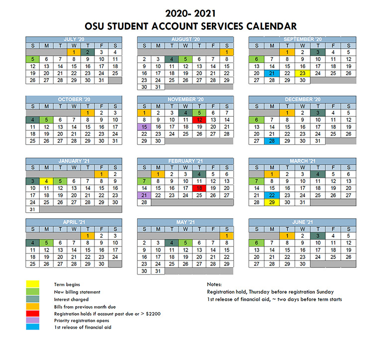 Osu 2021 Academic Calendar