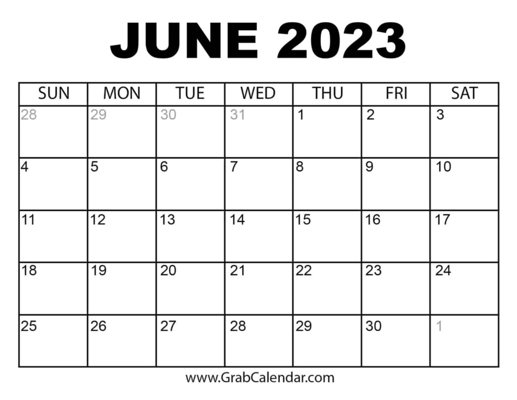 Printable June 2023 Calendar