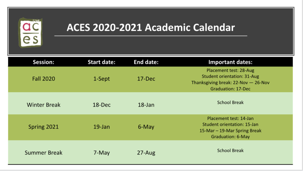 School Calendar Austin ESL School