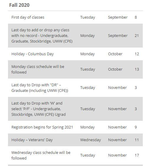 Umass Amherst Academic Calendar Fall 2022 Summer Calendar 2022 