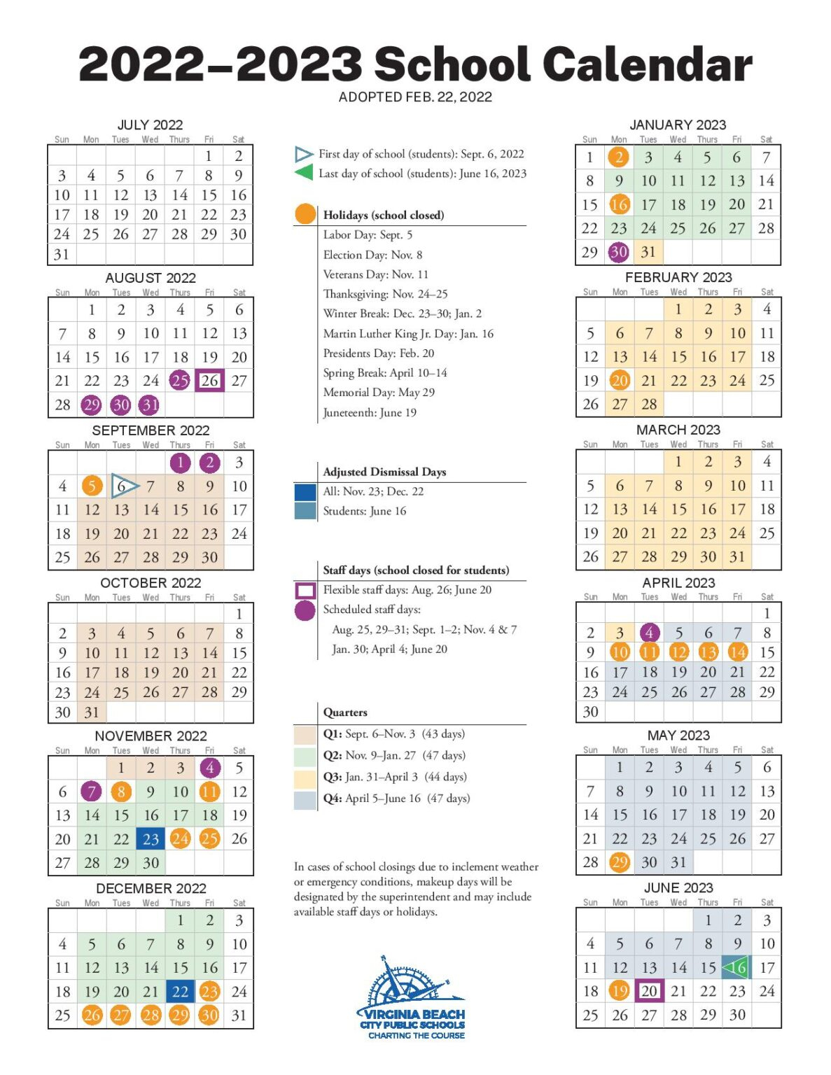 Virginia Beach City Public Schools Calendar 2022 2023 PDF