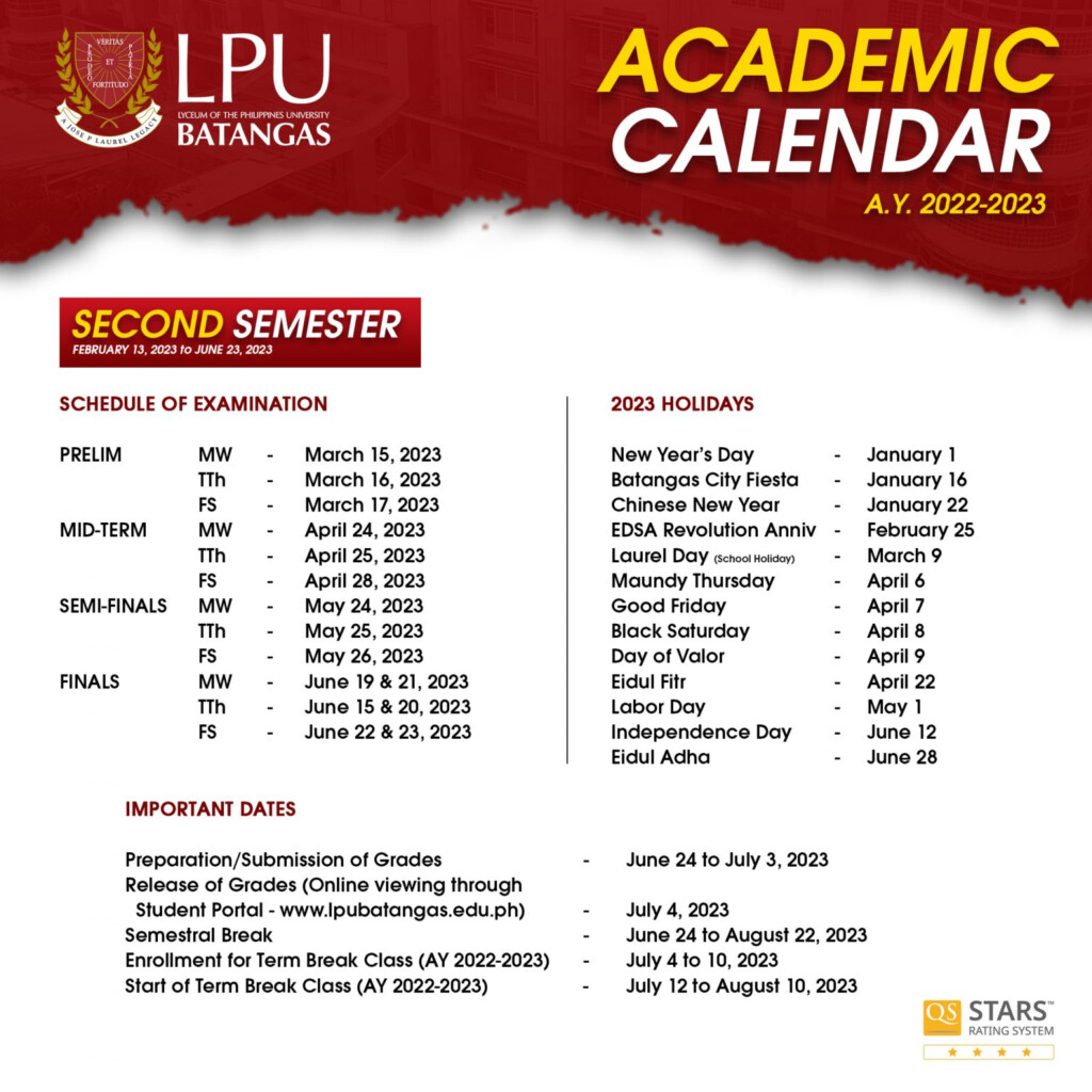 Academic Calendar AY 2022 2023 Lyceum Of The Philippines University 