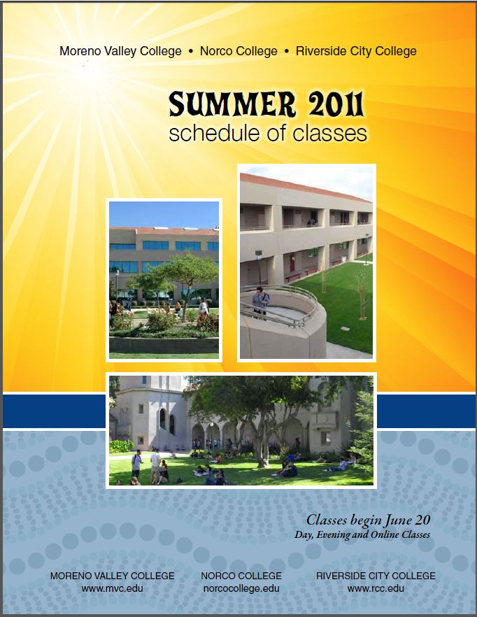 Class Schedules Summer 2011 Spring 2012 Norco College Archives 