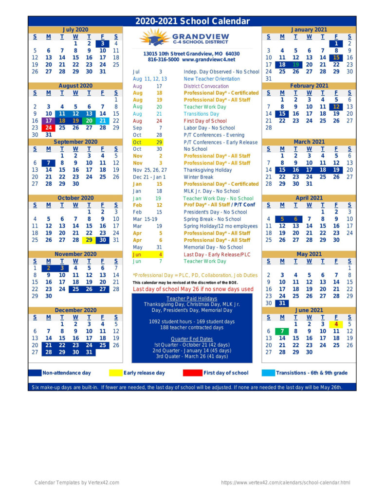 District Calendar District Calendar Grandview C 4 School District