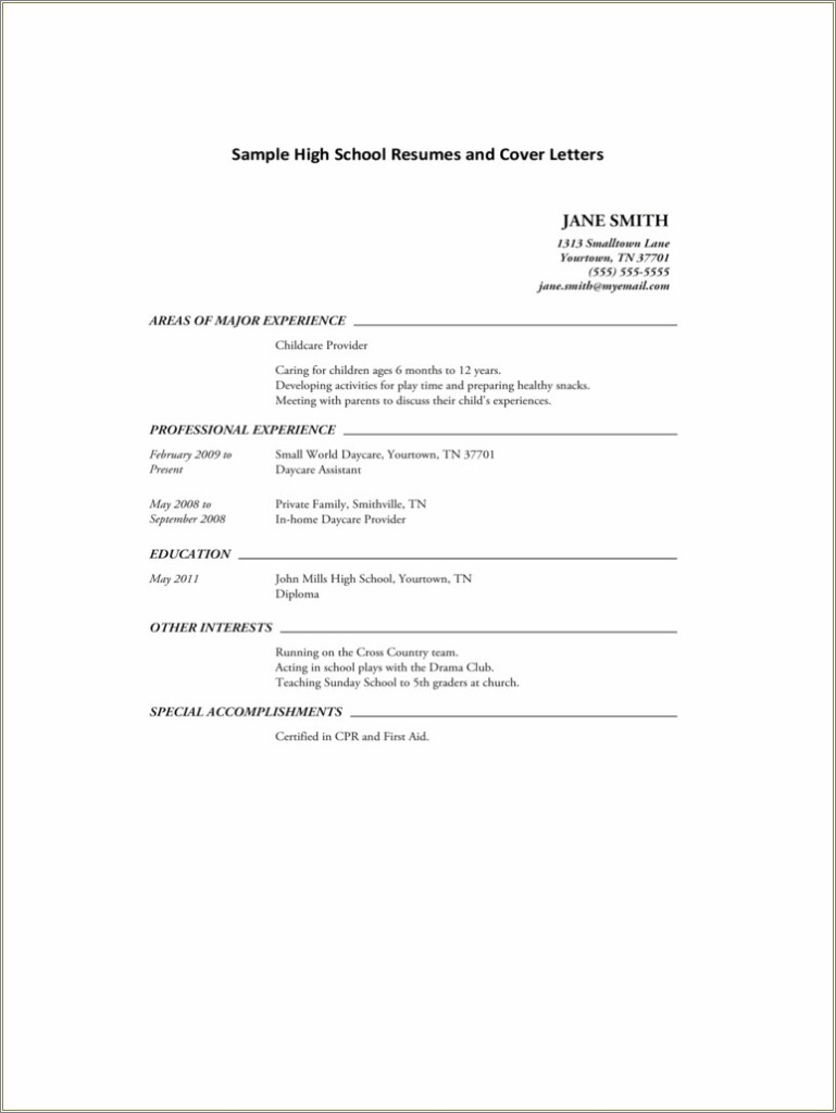 High School Diploma Resume Sample Resume Example Gallery