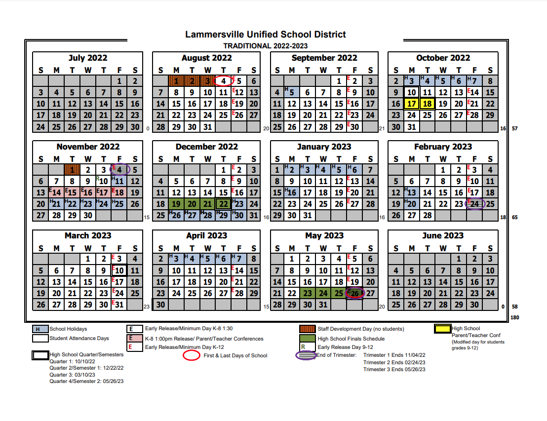 LUSD Academic Calendar About Us Lammersville Unified School District