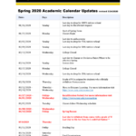 March 26 Spring 2020 Academic Calendar Updates MEC COVID 19 Response