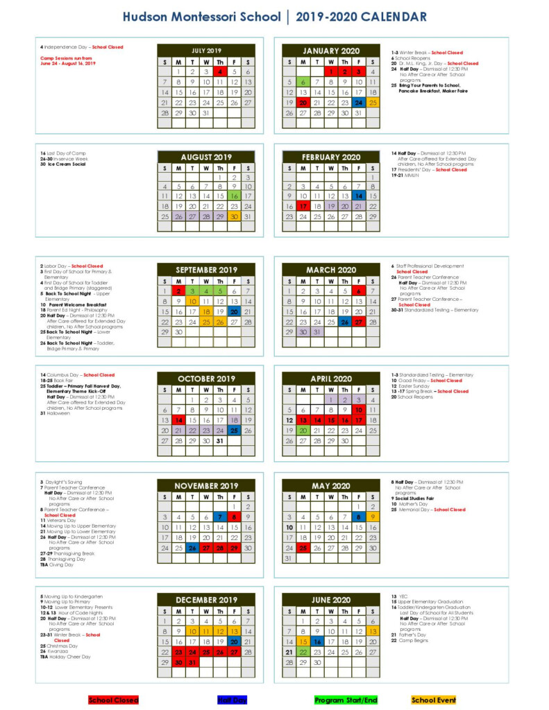 Nassau Community College Spring 2020 Student Calendar Printable 