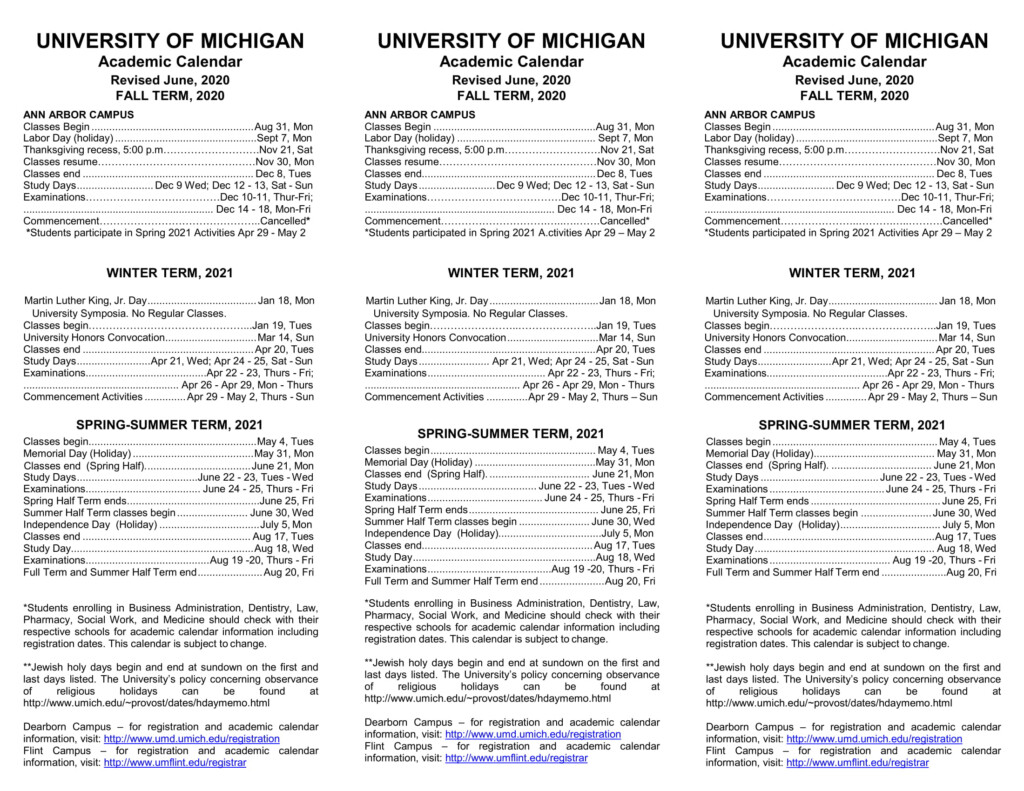 Um Flint Fall 2022 Calendar Academic Calendar 2022